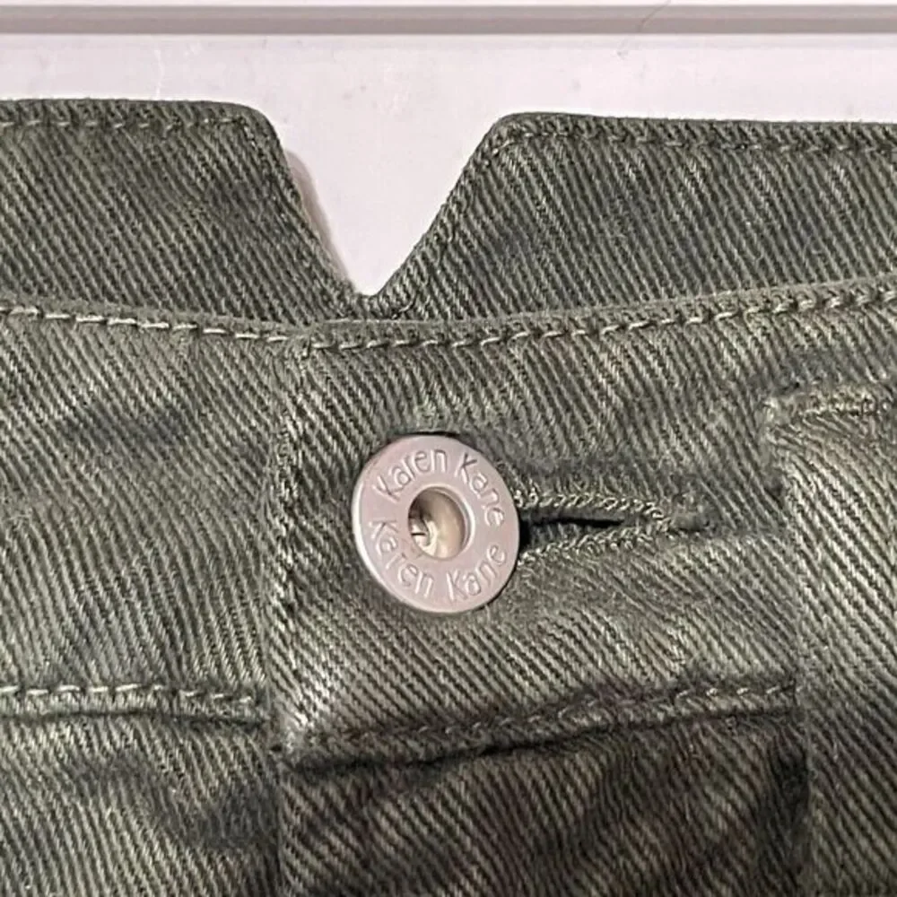 Karen Kane Notchback Jeans Women size 6 Green Wide Leg Tapered Ankle HipHop‎ 90s